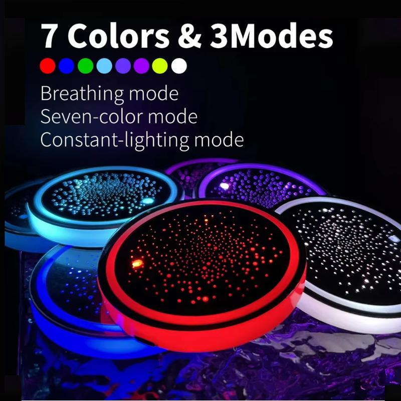 Car LED Cup Holder Mat 2PCS