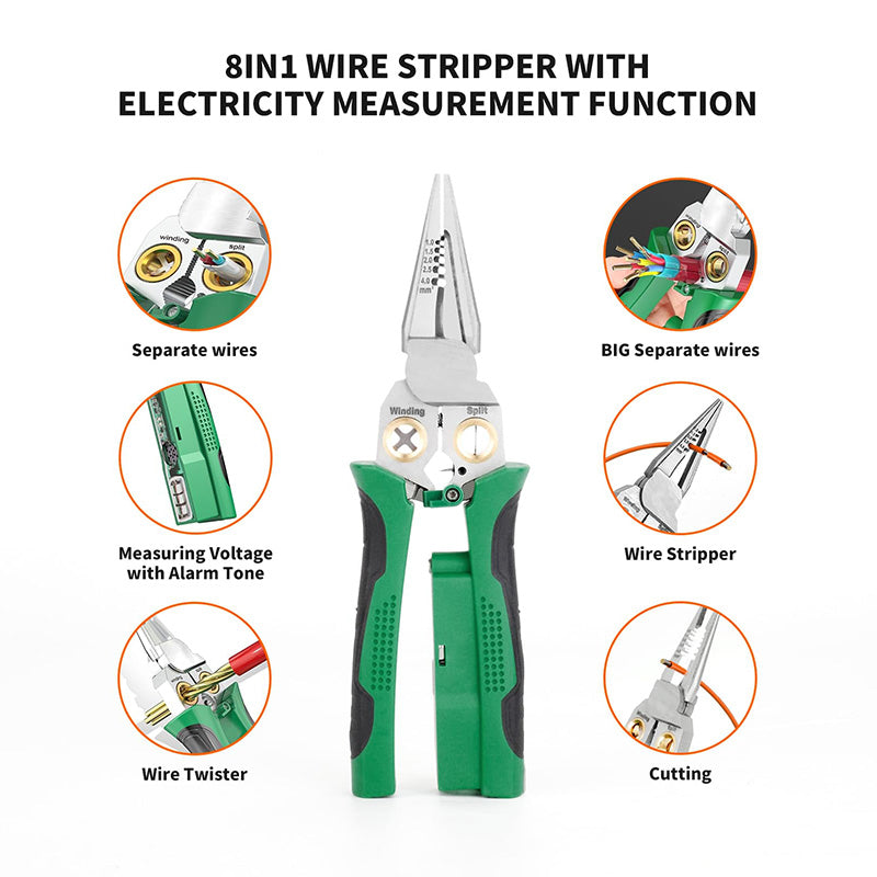 8-in-1 Voltage Testing Wire Stripper Pliers