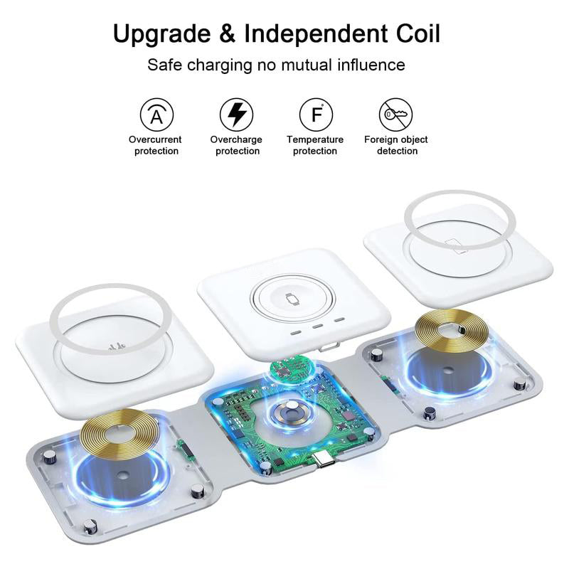 Triple-fold Magnetic Wireless Charger