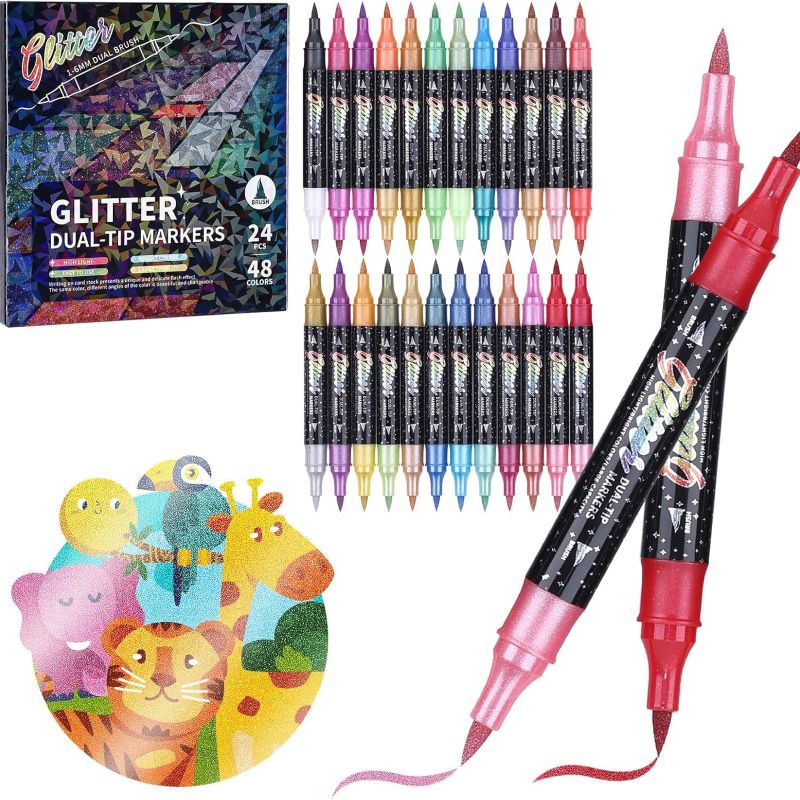 Glitter Markers Dual Tip Set