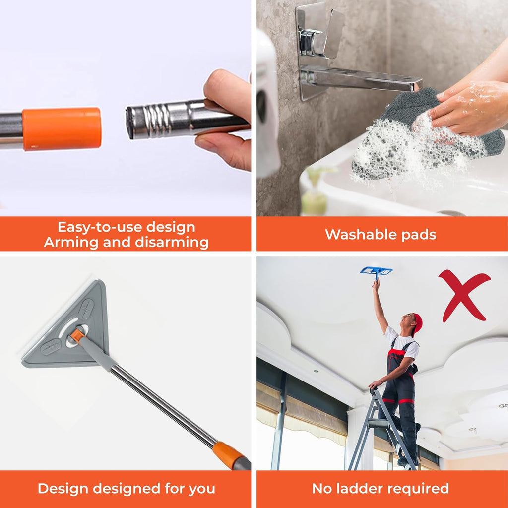 Long-handled wall cleaning mop