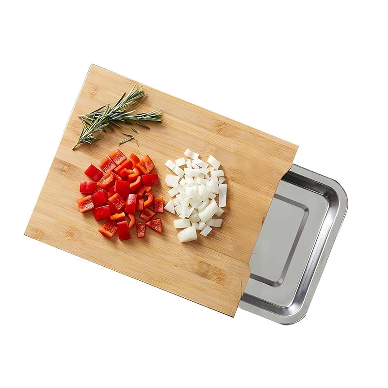 Wood Cutting Board With Slide Trays