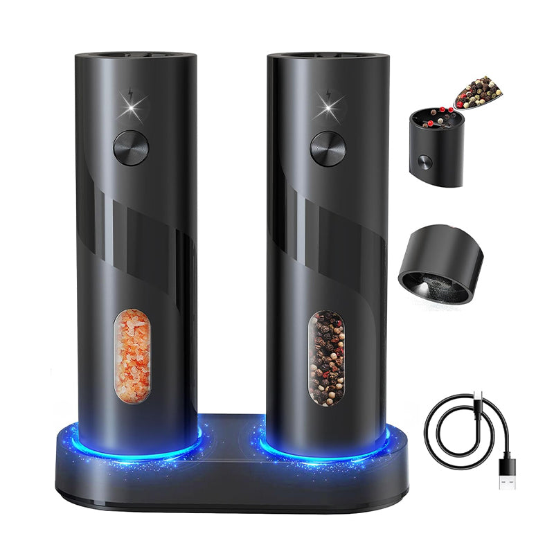 Electric Salt and Pepper Grinder Set with Charging Base