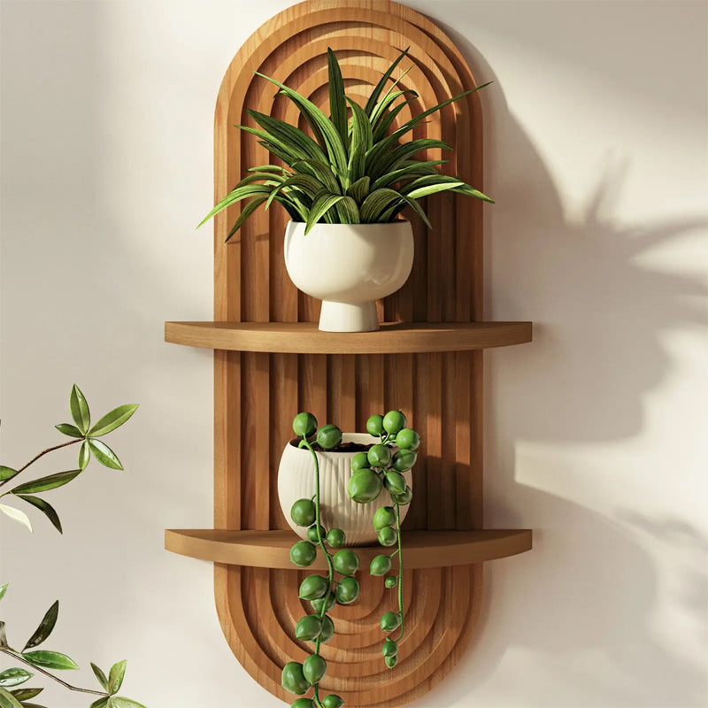 Boho Arched Wooden Wall Shelf