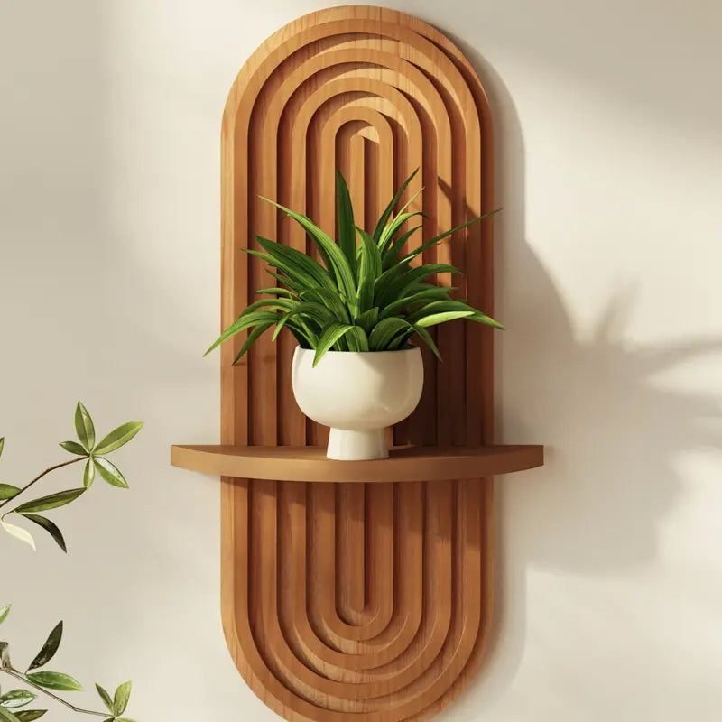 Boho Arched Wooden Wall Shelf