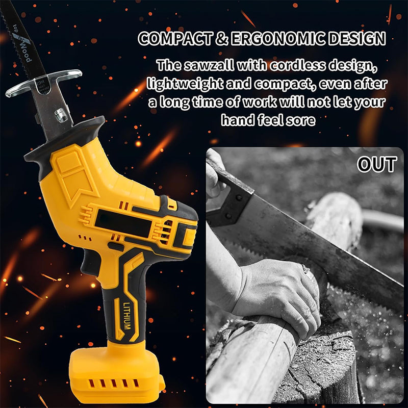 Battery-compatible wireless reciprocating saw