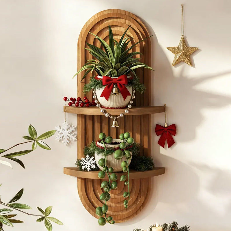 Boho Arched Wooden Wall Shelf