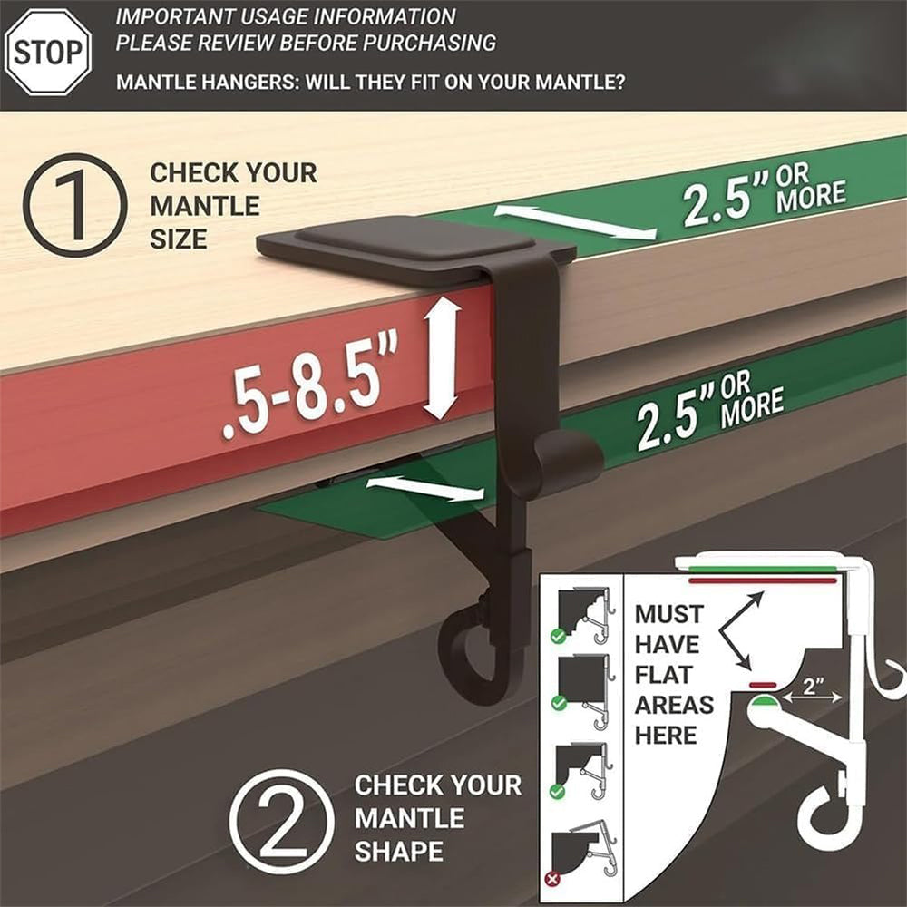 Adjustable Fireplace Garland and Stocking Hanger