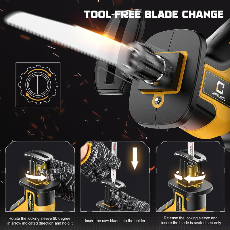 Battery-compatible wireless reciprocating saw