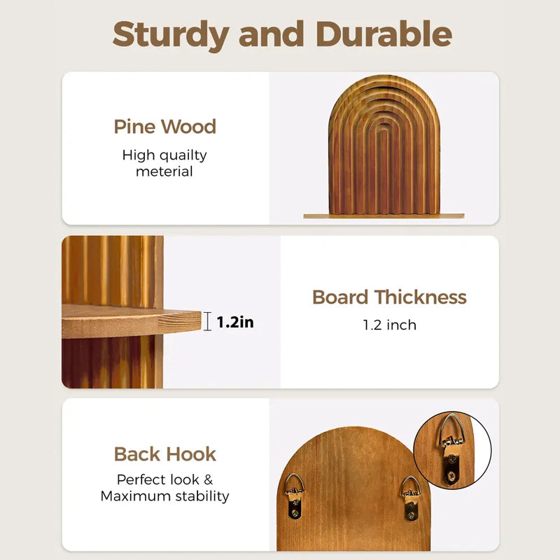 Boho Arched Wooden Wall Shelf
