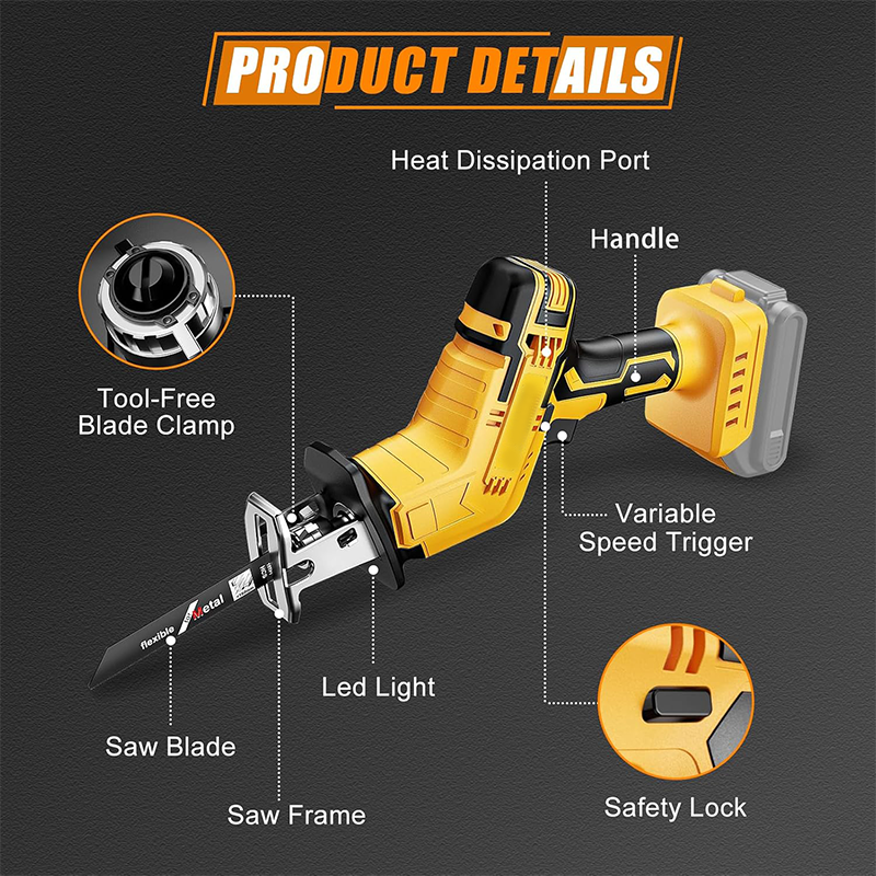 Battery-compatible wireless reciprocating saw