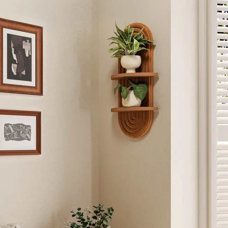 Boho Arched Wooden Wall Shelf