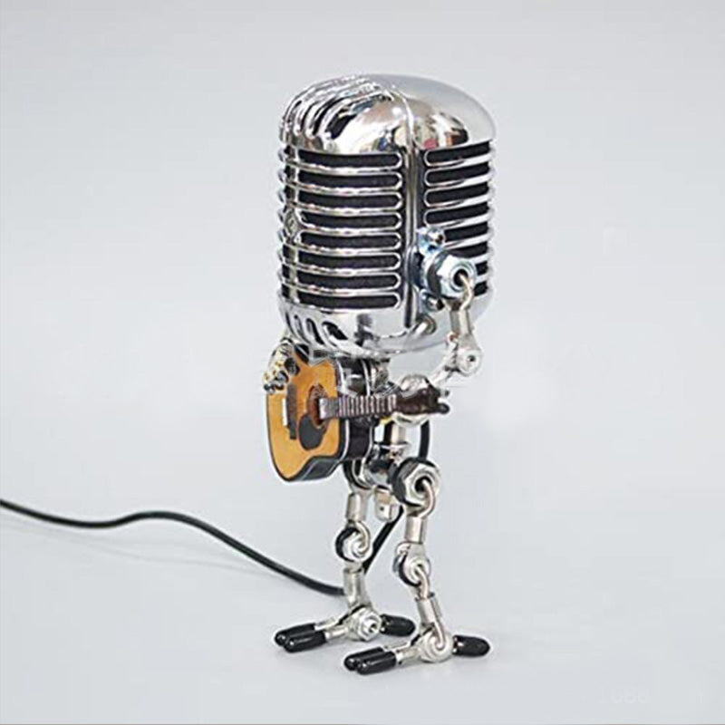 Vintage Metal Microphone Robot Desk Lamp
