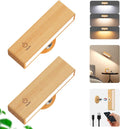 Solid Wood Rechargeable Wall Lights - 2 PACKS