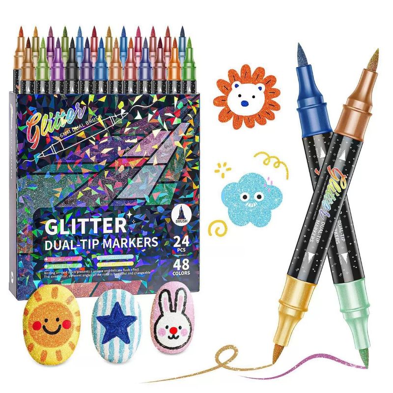 Glitter Markers Dual Tip Set