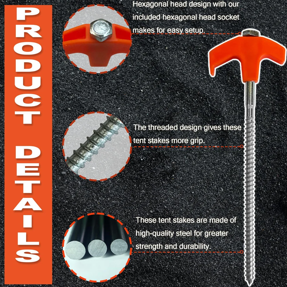 8 Screw in Tent Stakes