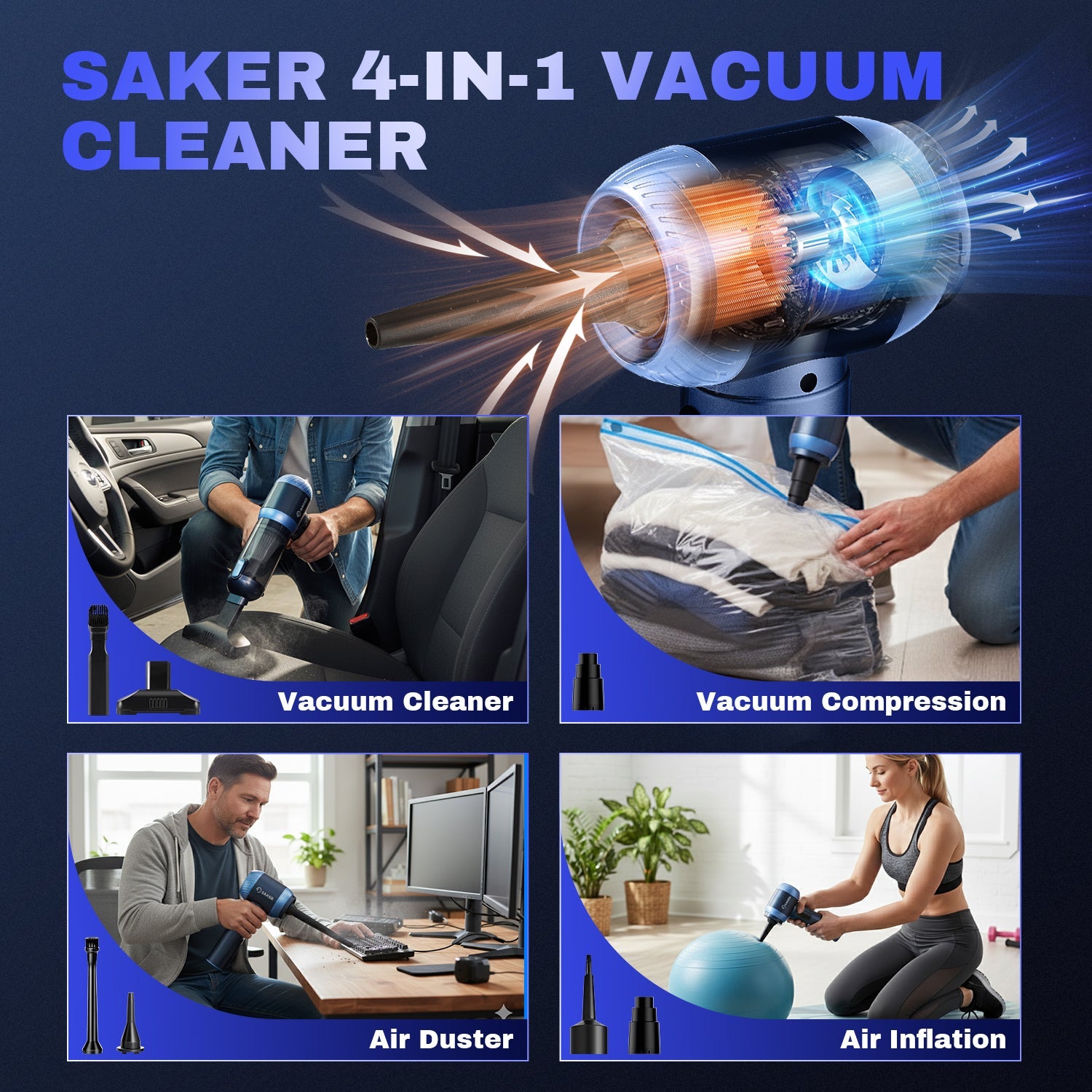 4 in 1 Handheld Car Vacuum