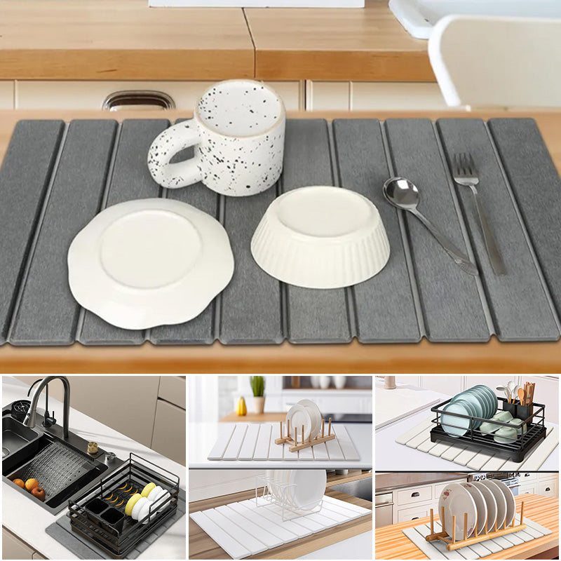 Collapsible Diatomaceous Dish Drying Mat