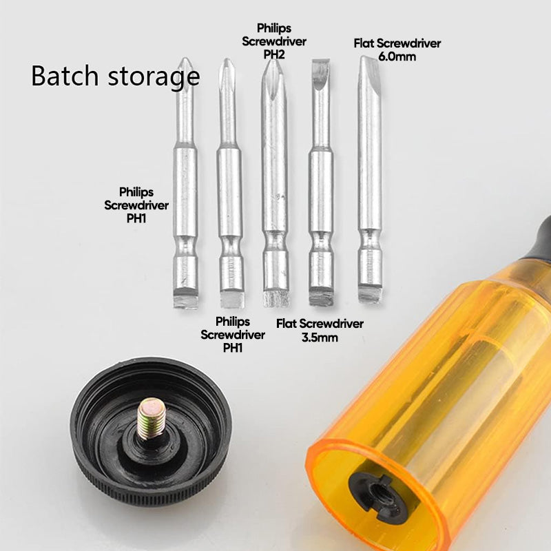 Push Pull Ratchet Screwdriver With 5 Screwdriver Heads