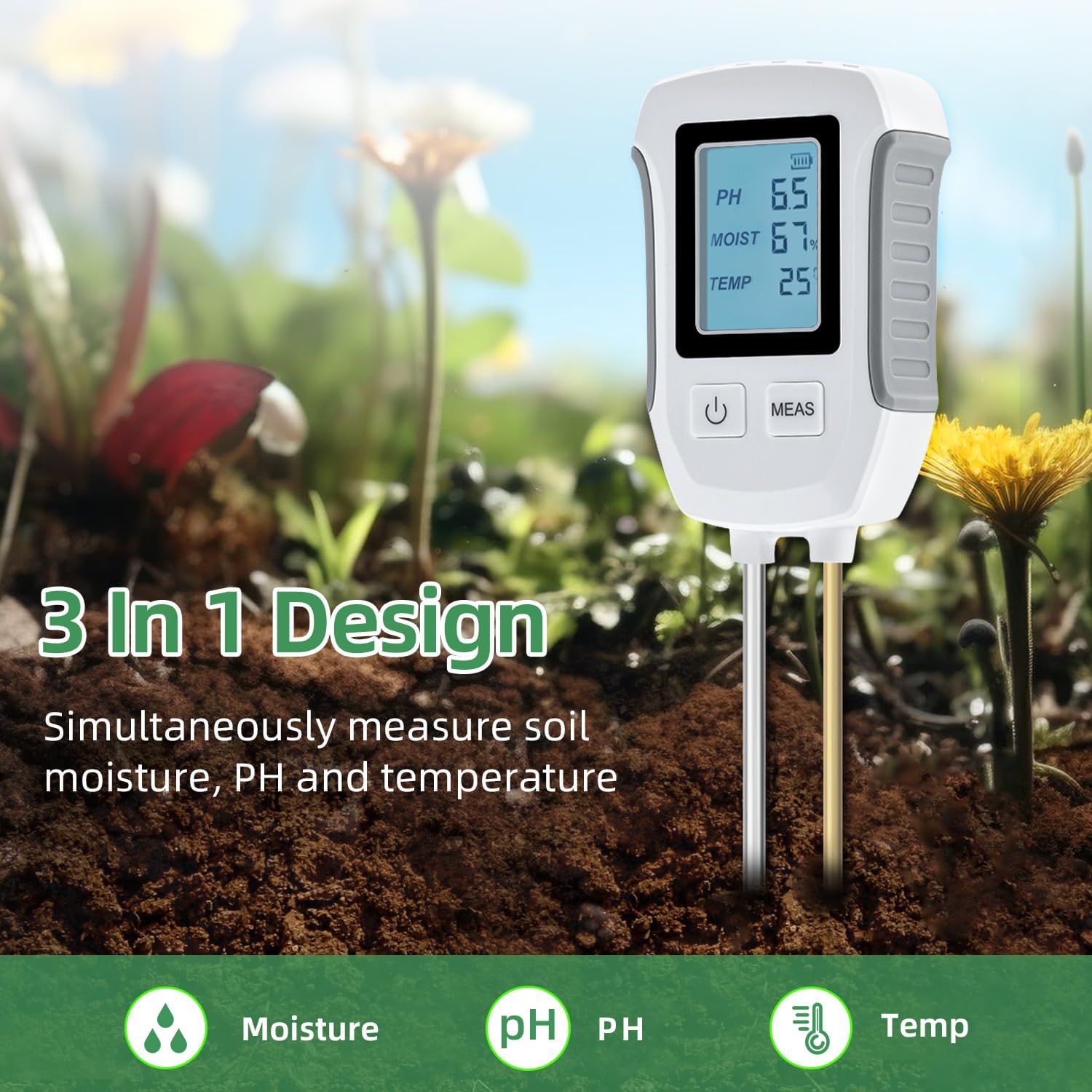 3 in 1 Digital Plant Soil Moisture Meter