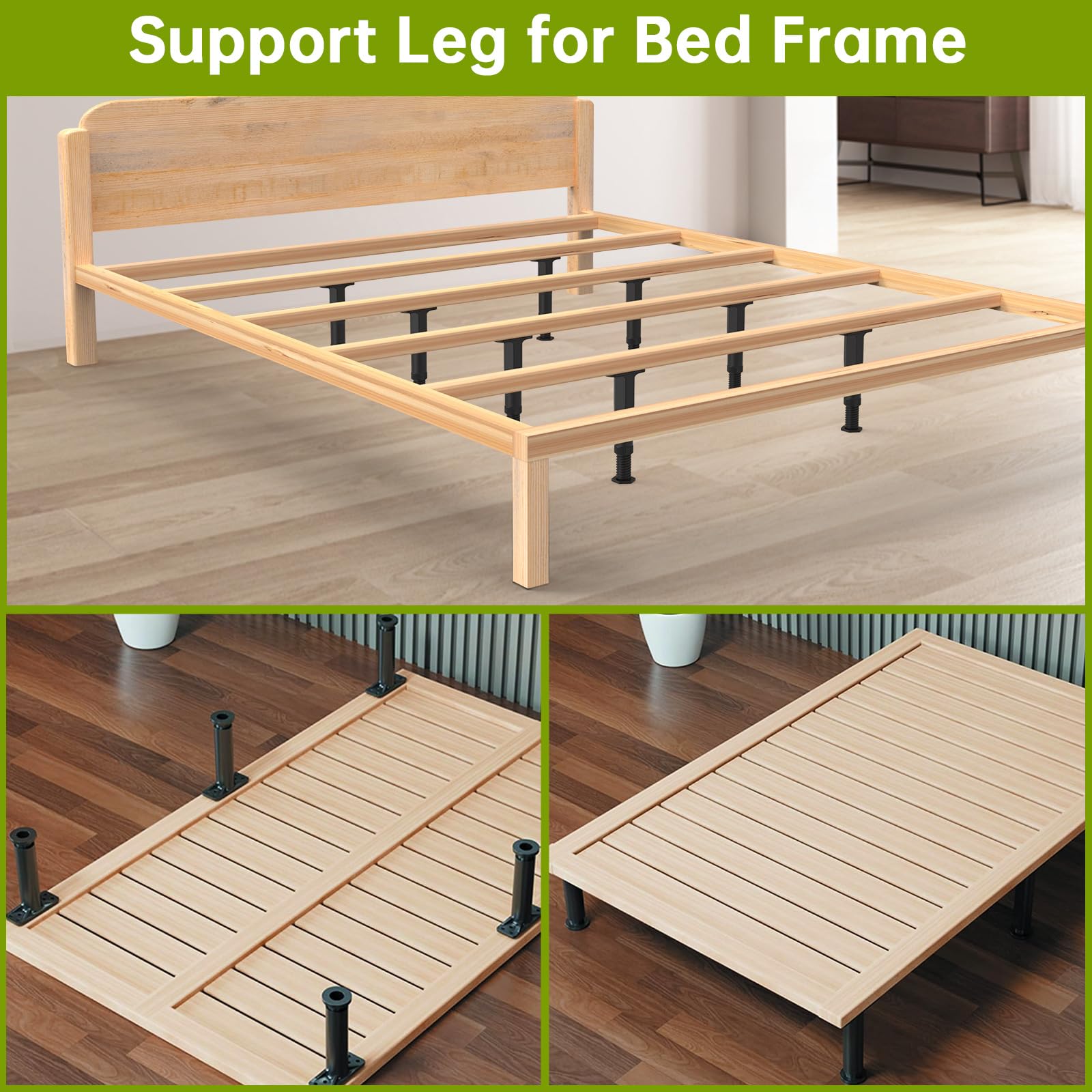 6 Pcs Adjustable Height Bed Support Legs