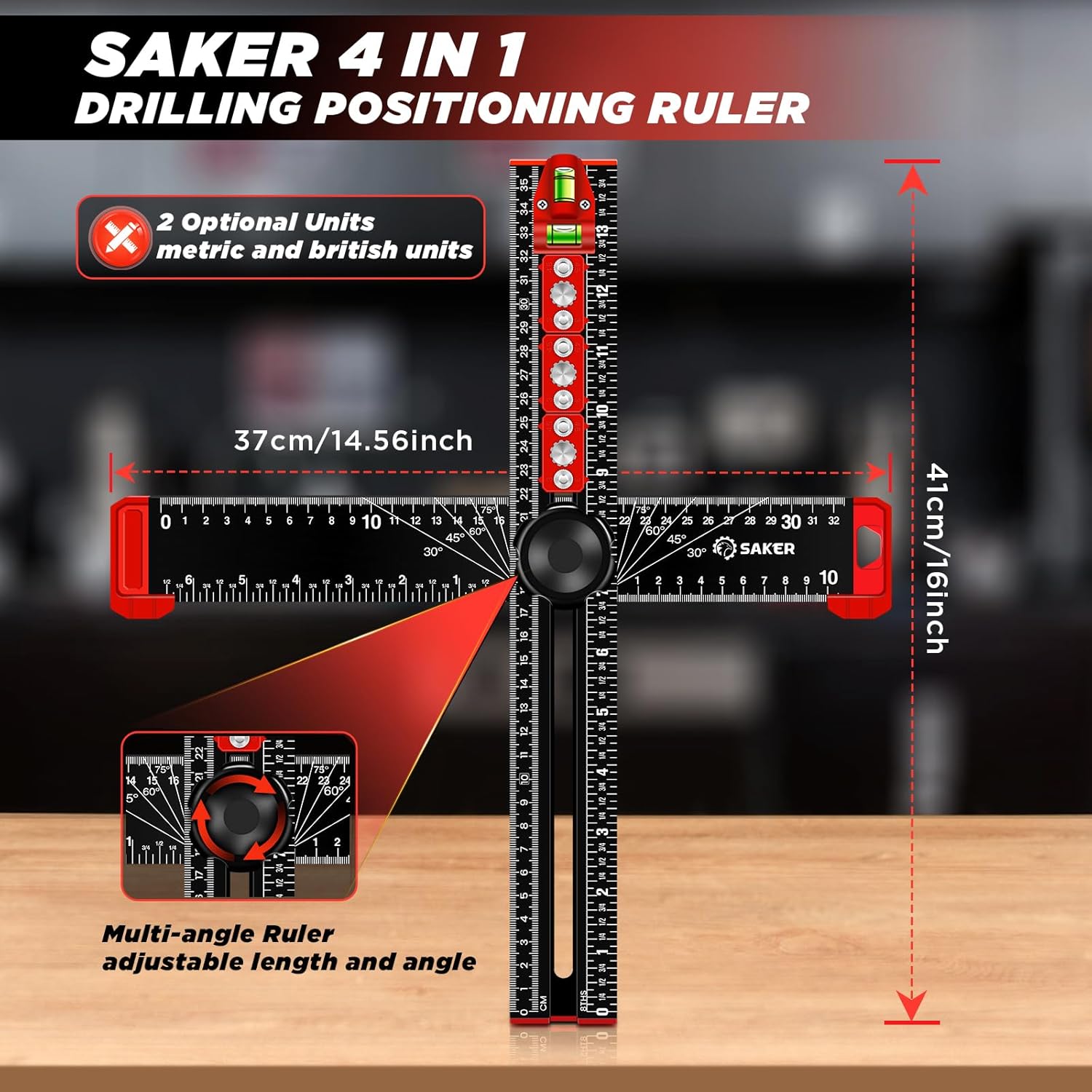 4 in 1 Drilling Positioning Ruler