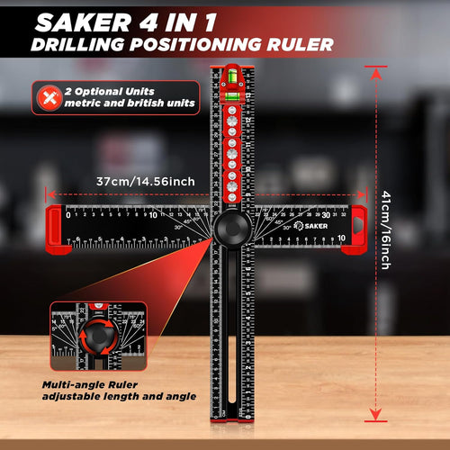 4 in 1 Drilling Positioning Ruler