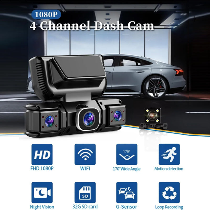 4 Channel Dash Cam Front Rear