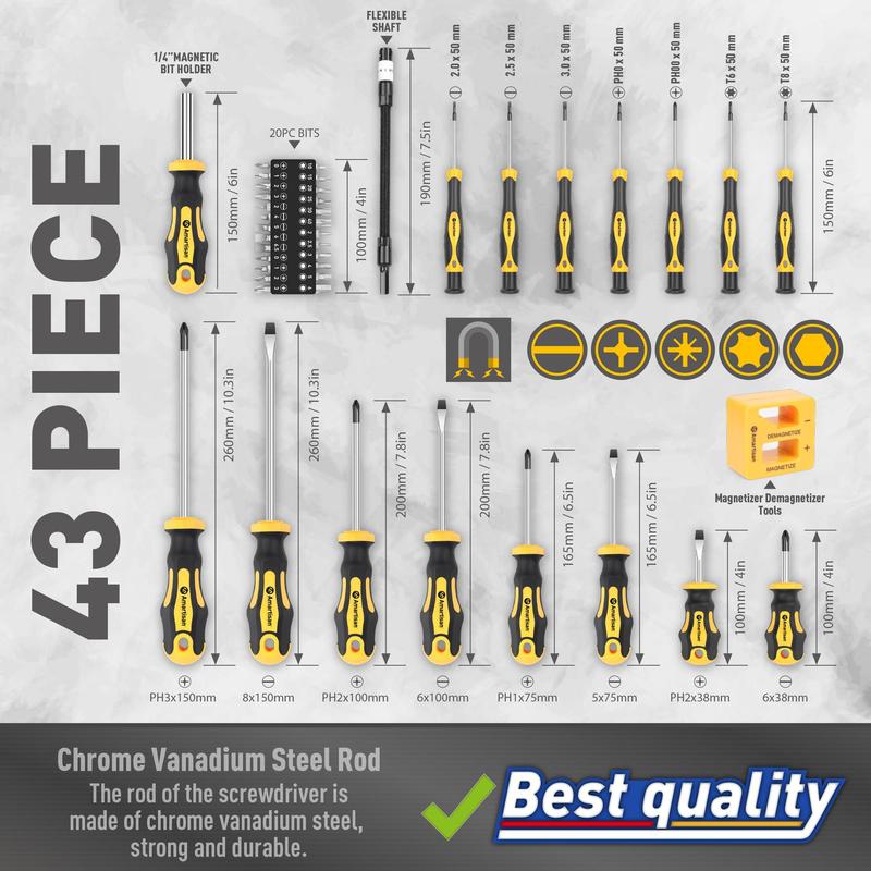 Magnetic Screwdrivers Set with Case(43PCS)