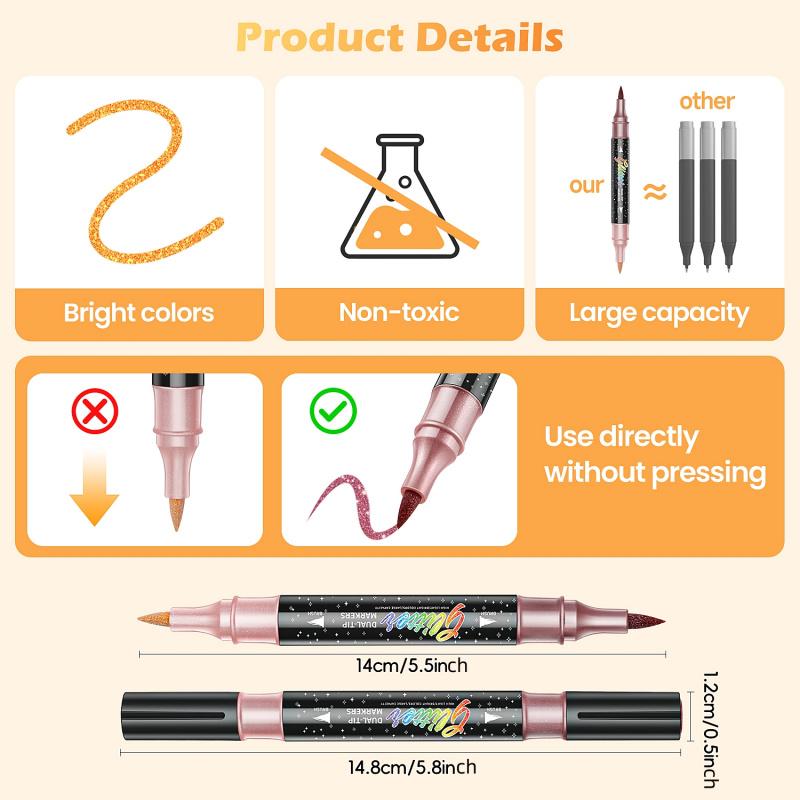 Glitter Markers Dual Tip Set
