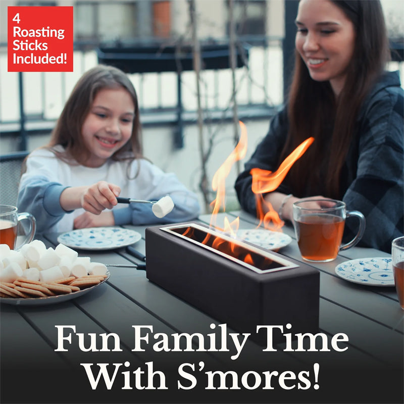Indoor Tabletop Fire Pit With Roasting Sticks