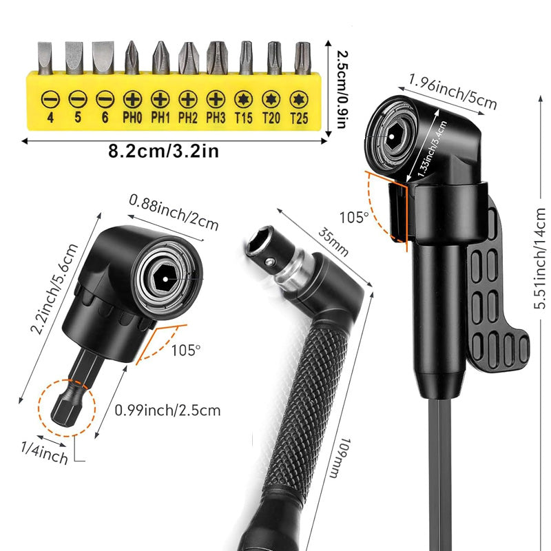 17Pcs Flexible Right Angle Drill Attachment