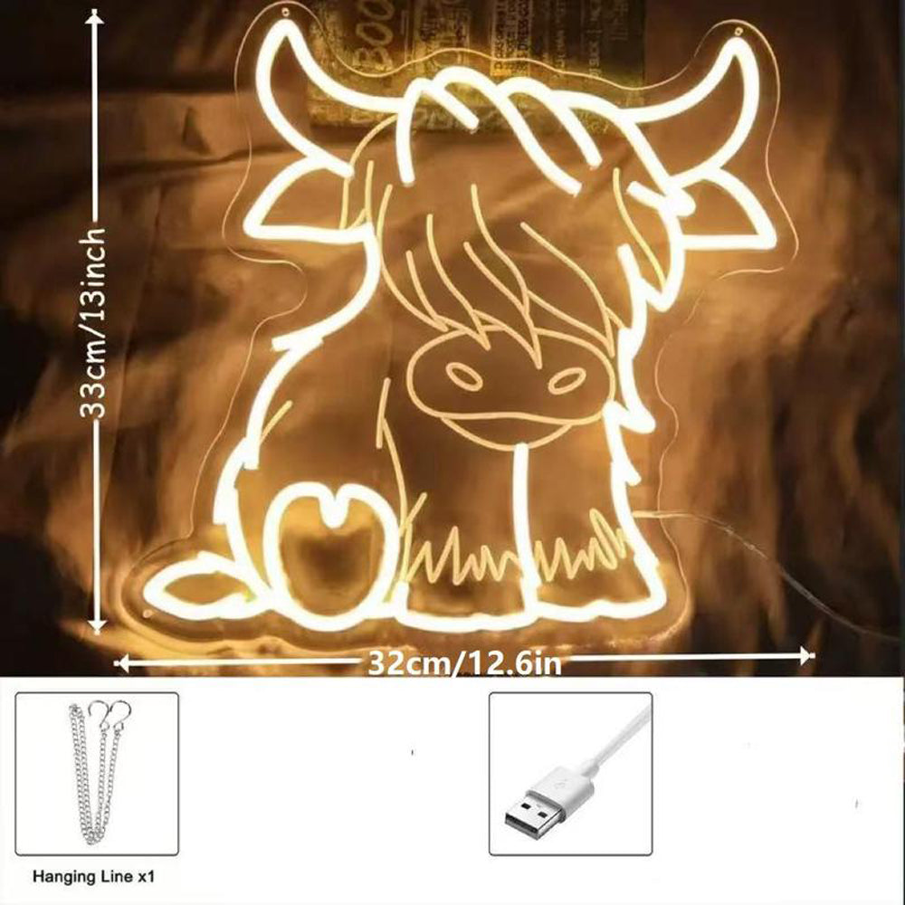 Highland Cow LED Neon Light