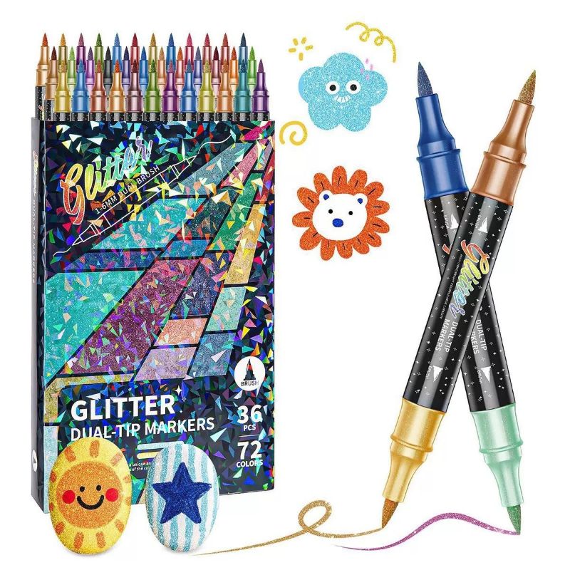 Glitter Markers Dual Tip Set