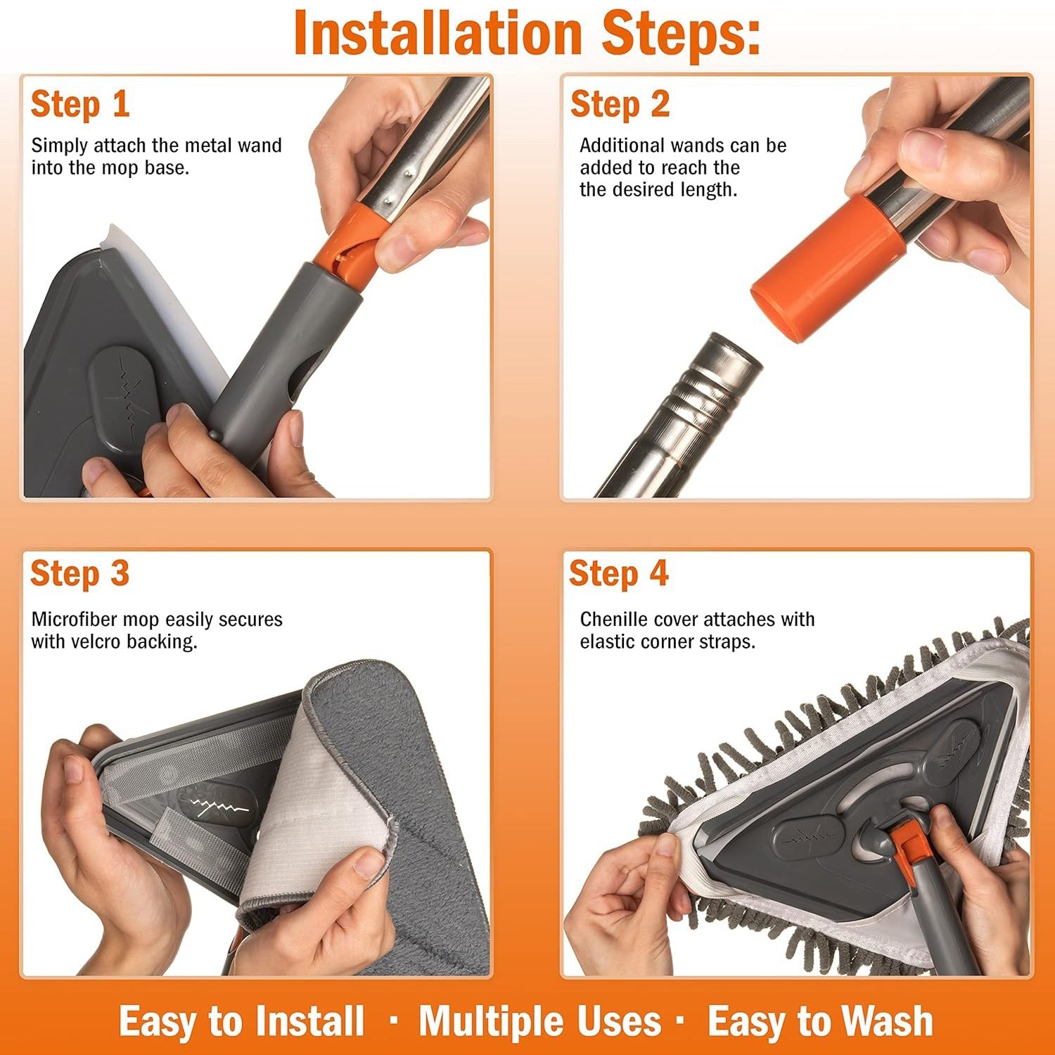 Long-handled wall cleaning mop