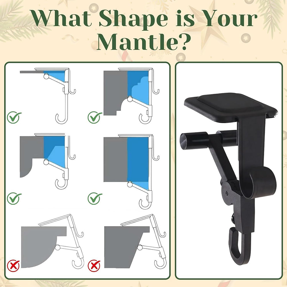 Adjustable Fireplace Garland and Stocking Hanger