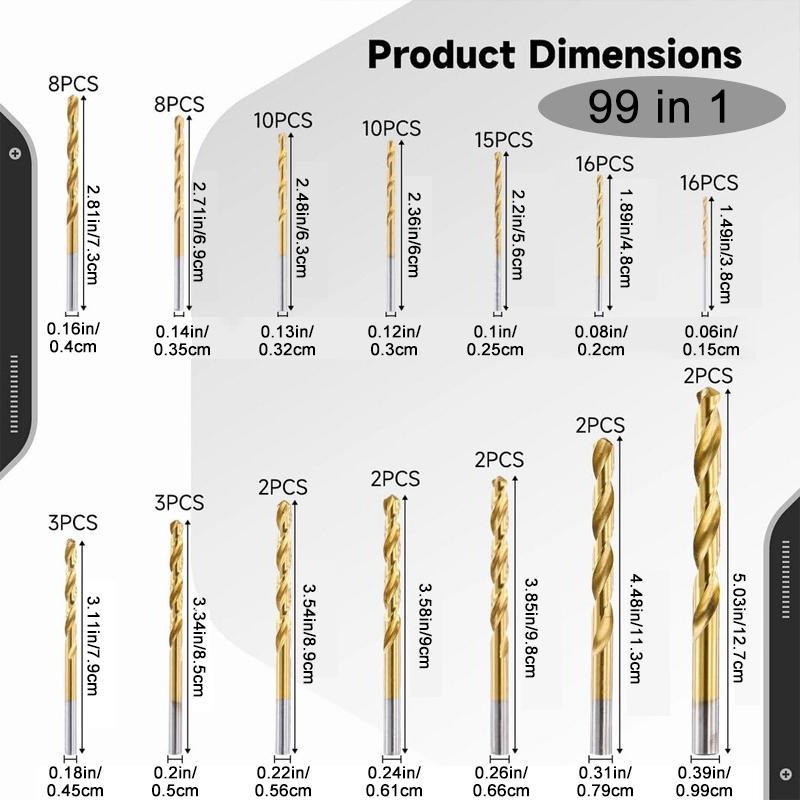 99pcs High Speed Steel Drill Bit Set