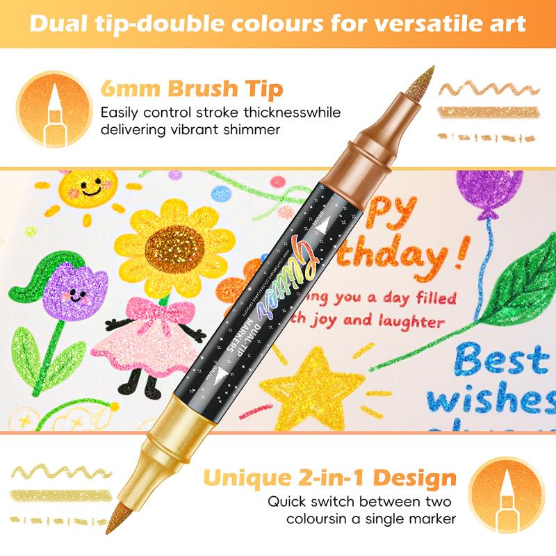 Glitter Markers Dual Tip Set