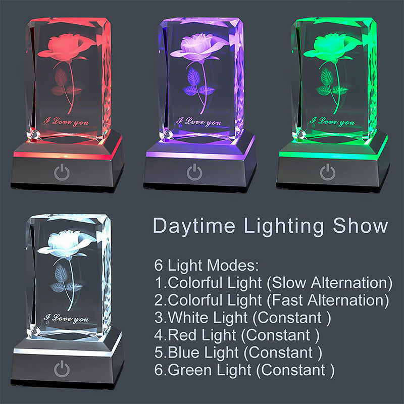 3D Rose Crystal Night Lamp