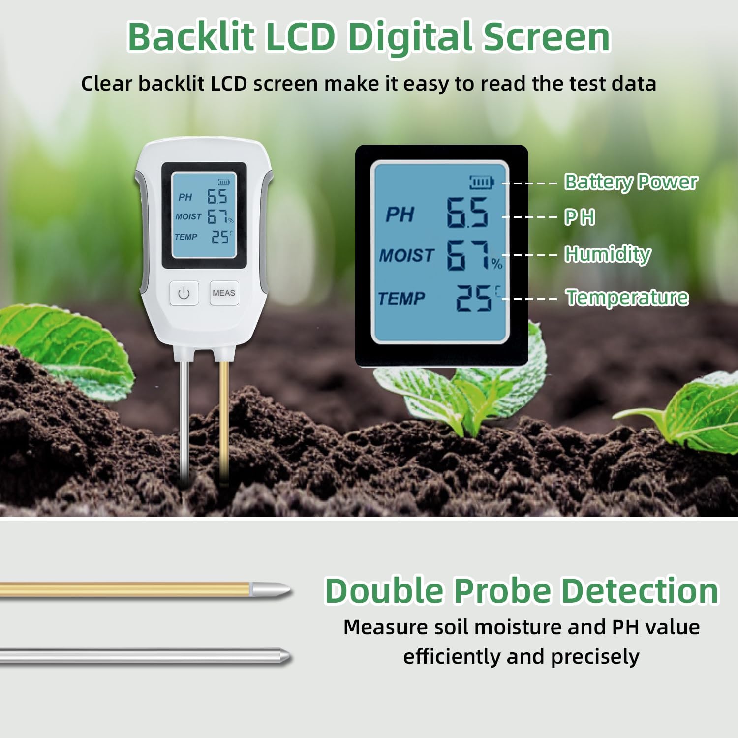 3 in 1 Digital Plant Soil Moisture Meter