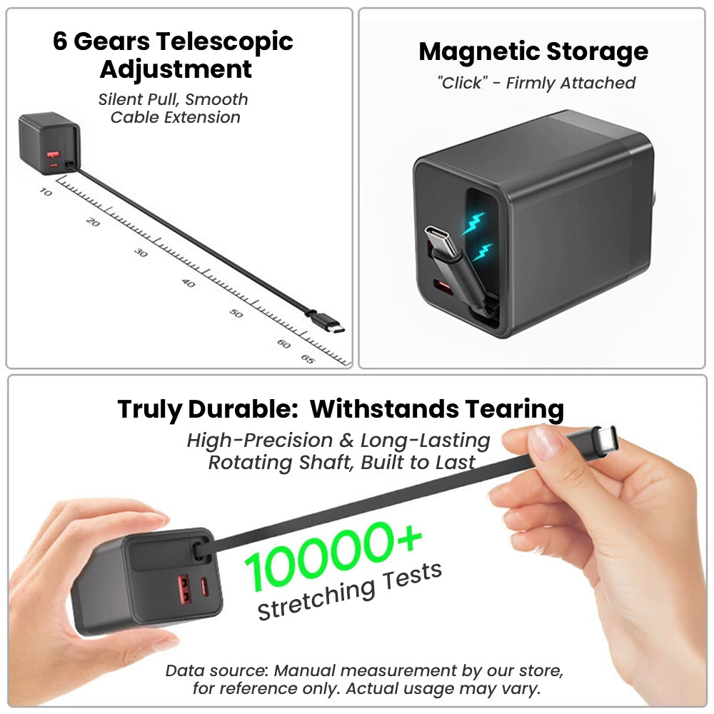 Compact Dual Retractable USB Charger
