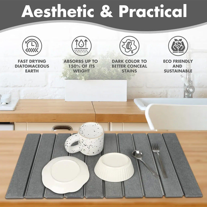 Collapsible Diatomaceous Dish Drying Mat
