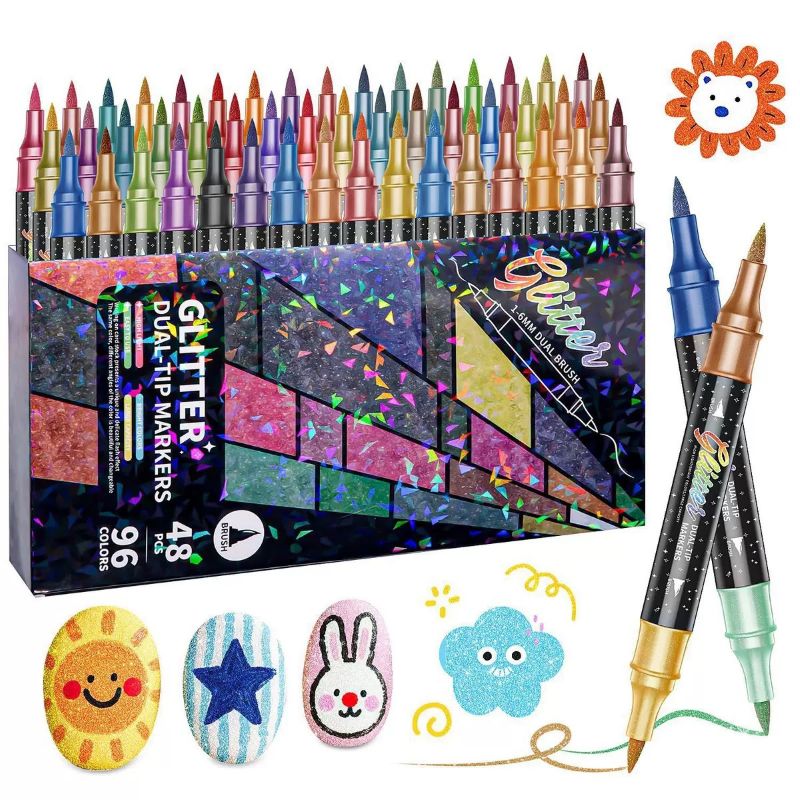 Glitter Markers Dual Tip Set