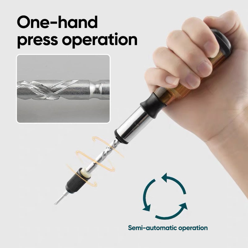 Push Pull Ratchet Screwdriver With 5 Screwdriver Heads