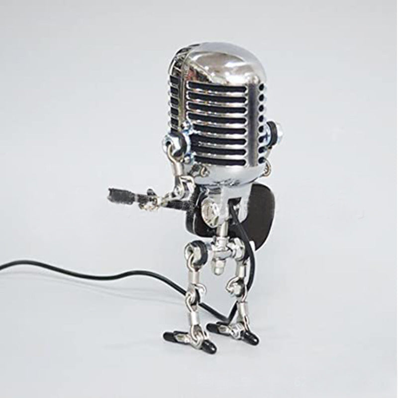 Vintage Metal Microphone Robot Desk Lamp