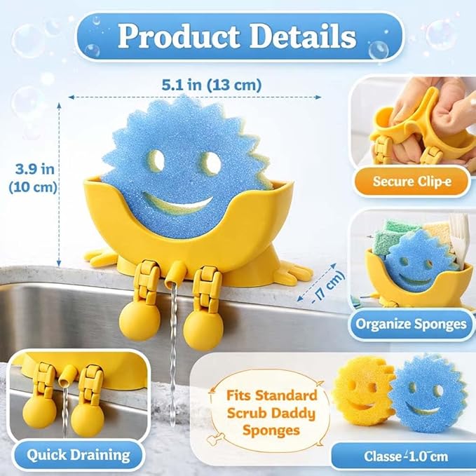 Cute Smiling Sponge Holder With Drainage