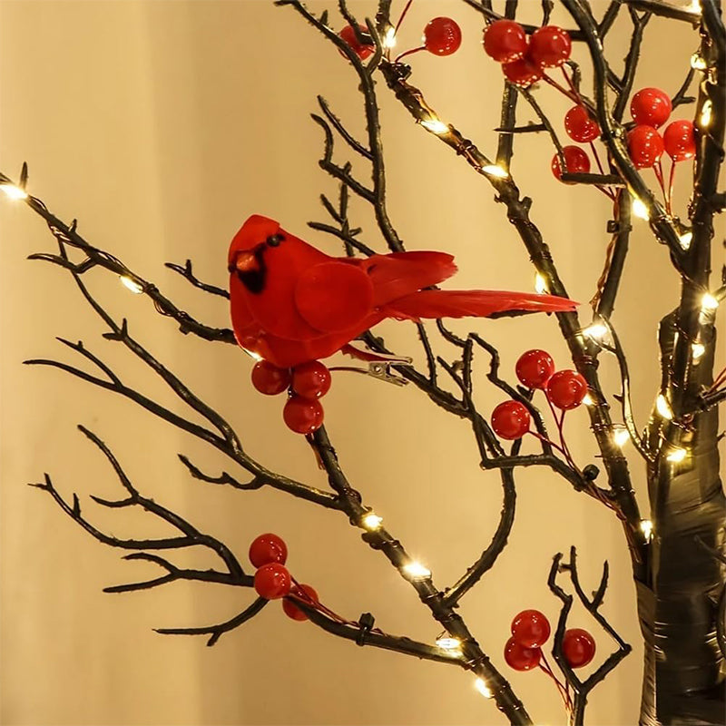 Vintage Glowing Tree With Cardinals Lamp