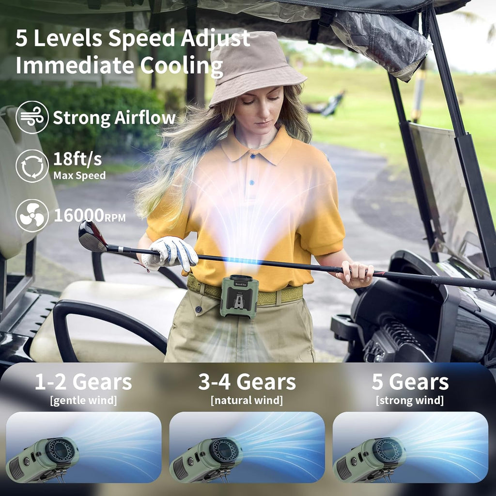 Portable Waist Fan-10000mAh Up to 40H Cooling For Outdoor