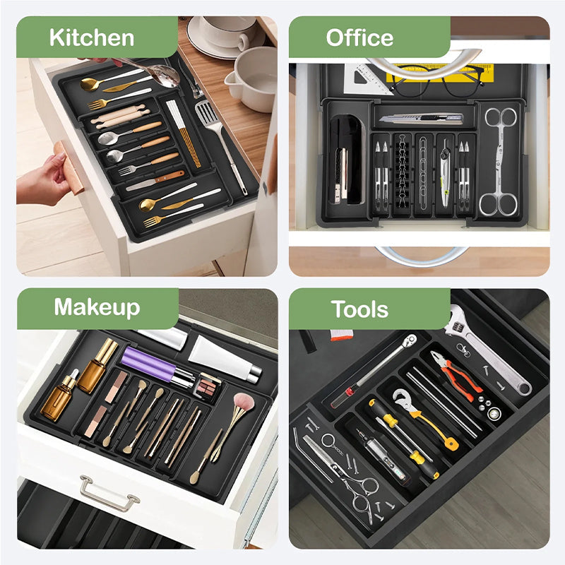 Expandable Adjustable Kitchen Utensil Organizer Tray