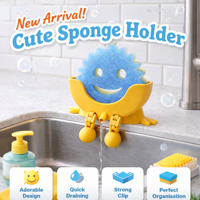 Cute Smiling Sponge Holder With Drainage